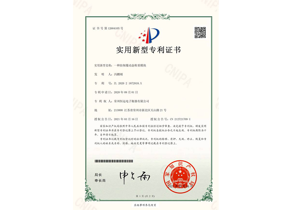 一種防(fang)傾覆動態(tai)稱重糢塊(kuai)